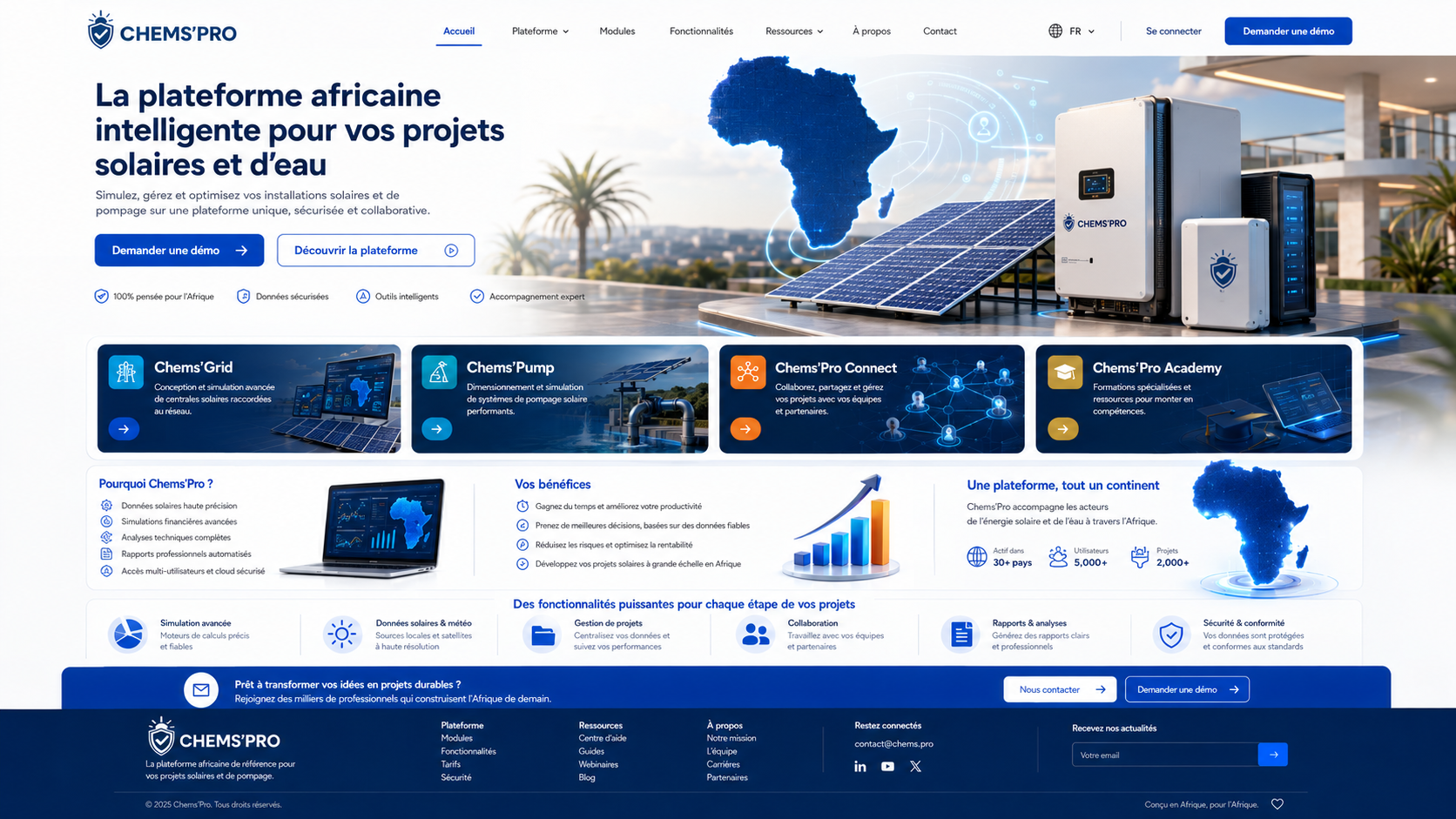 Chems’Pro plateforme africaine solaire